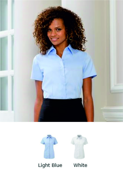 Russell Collection 963F Ladies Short Sleeve Herringbone Shirt  Russell Collection 963F Ladies Short Sleeve Herringbone Shirt